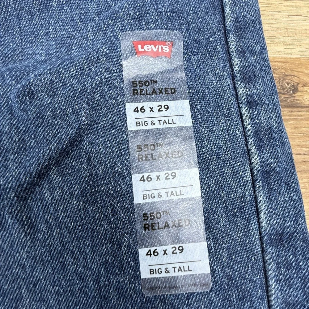 NEW Levi's 550 Relaxed Fit Blue Jeans Big & Tall Mens 46x29 NWT